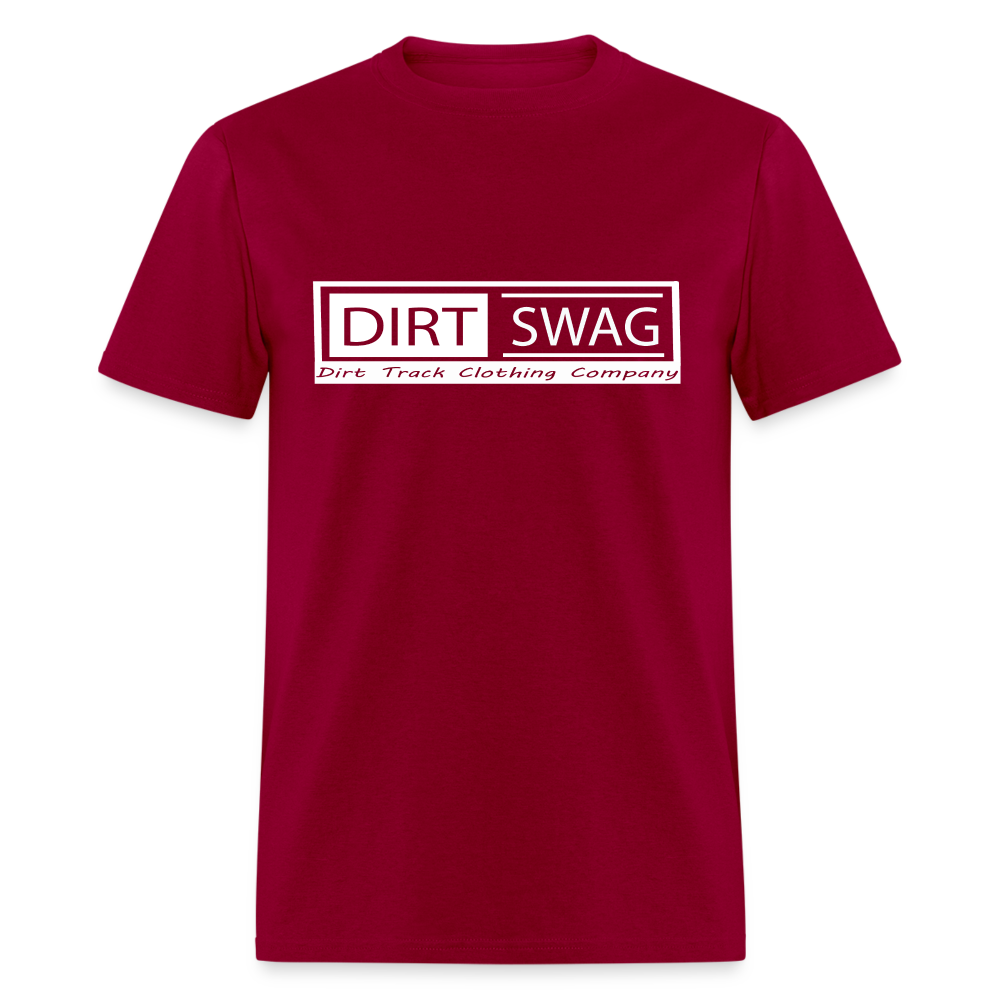 Relaxed Tailored Dirt Swag White Logo T- Shirt - - dark red