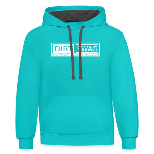 Dirt Swag White Contrast Logo Hoodie - scuba blue/asphalt