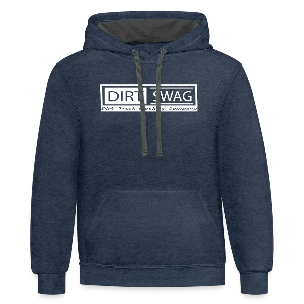 Dirt Swag White Contrast Logo Hoodie - indigo heather/asphalt