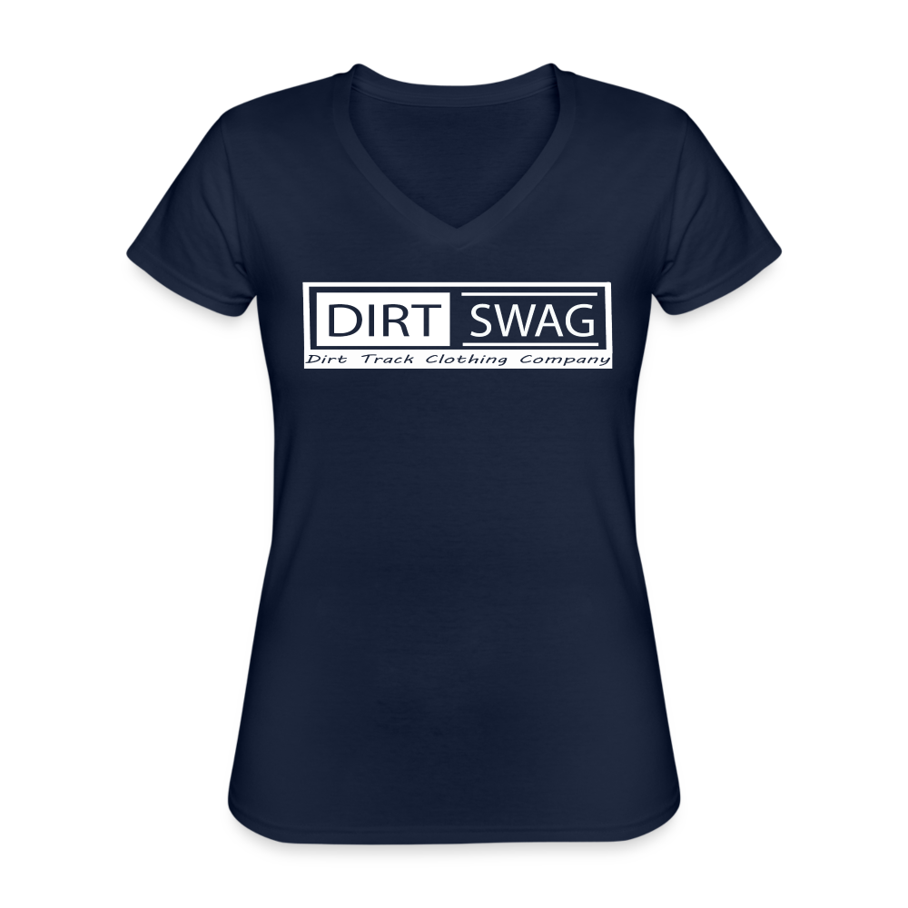 Women's White Logo V-Neck - navy