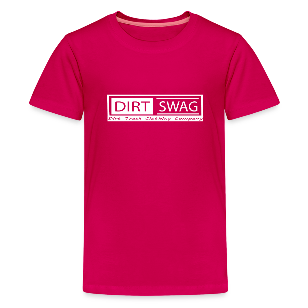 Kid's Premium White Logo T-Shirt - dark pink