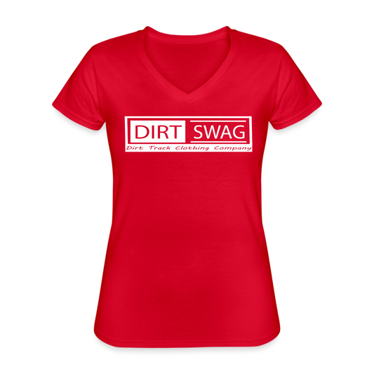 Women's White Logo V-Neck - red