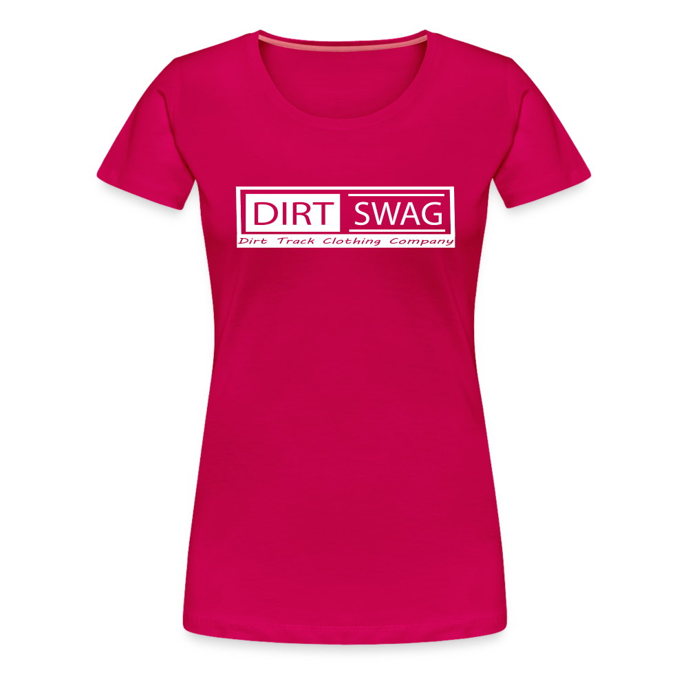 Women's Dirt Swag White Logo T-Shirt - dark pink