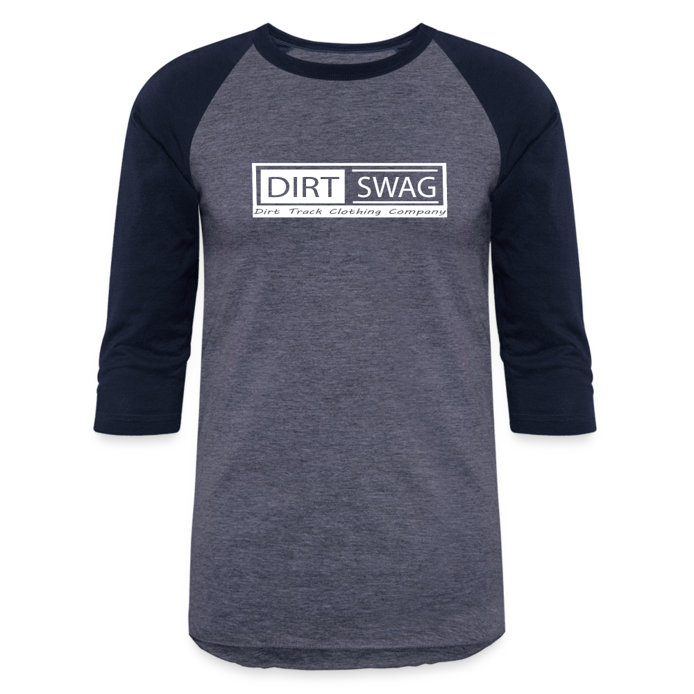 Dirt Swag White Logo Baseball Style T-Shirt - heather blue/navy