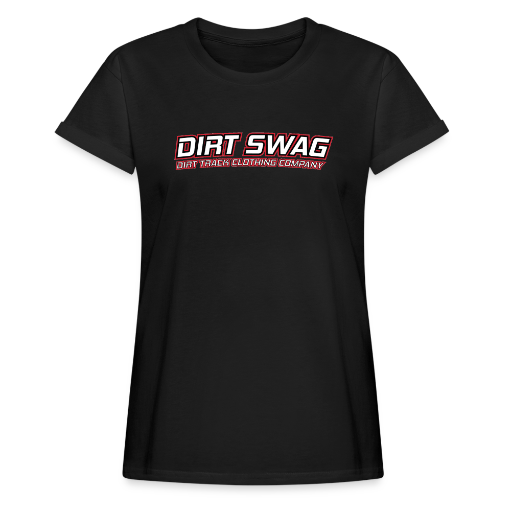 Women's Relaxed Fit White Logo Dirt Swag T-Shirt - black