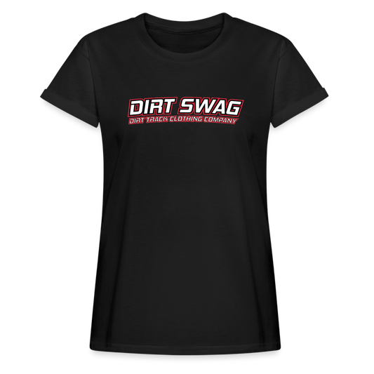 Women's Relaxed Fit White Logo Dirt Swag T-Shirt - black