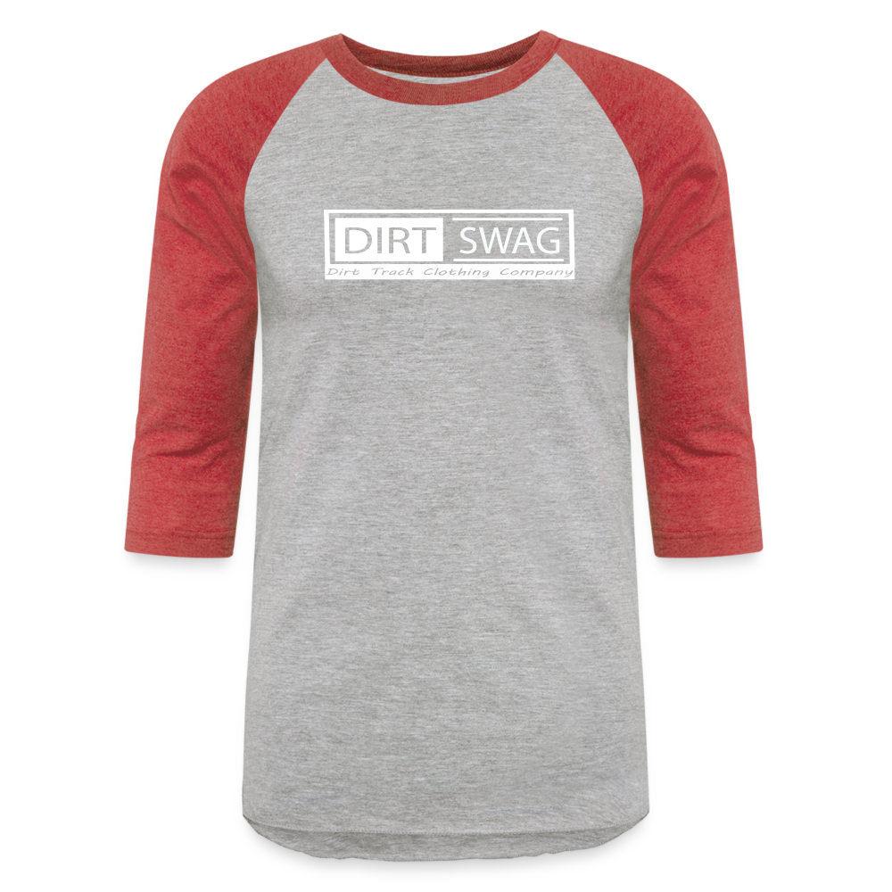 Dirt Swag White Logo Baseball Style T-Shirt - heather gray/red