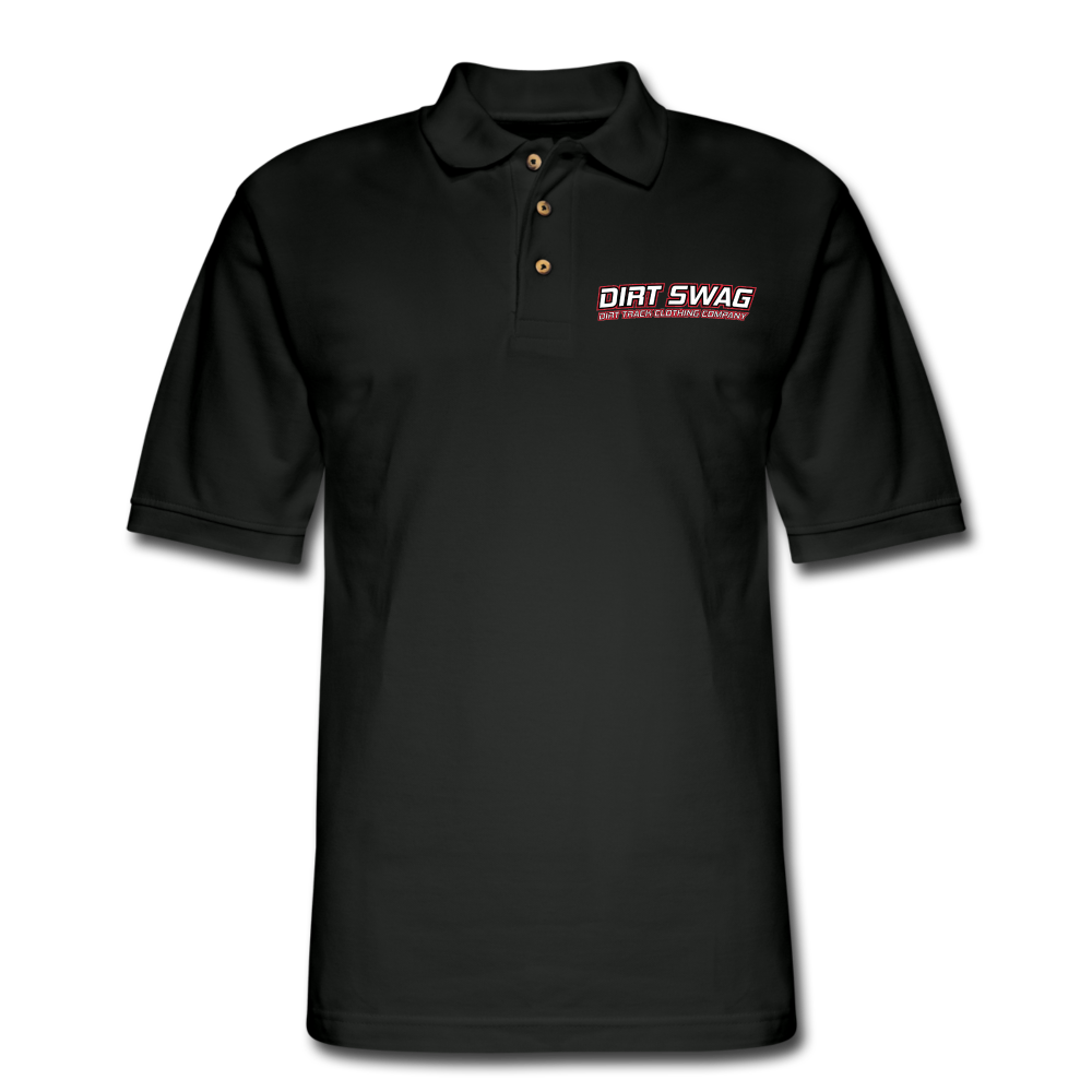 Dirt Swag White Logo Polo Shirt - black