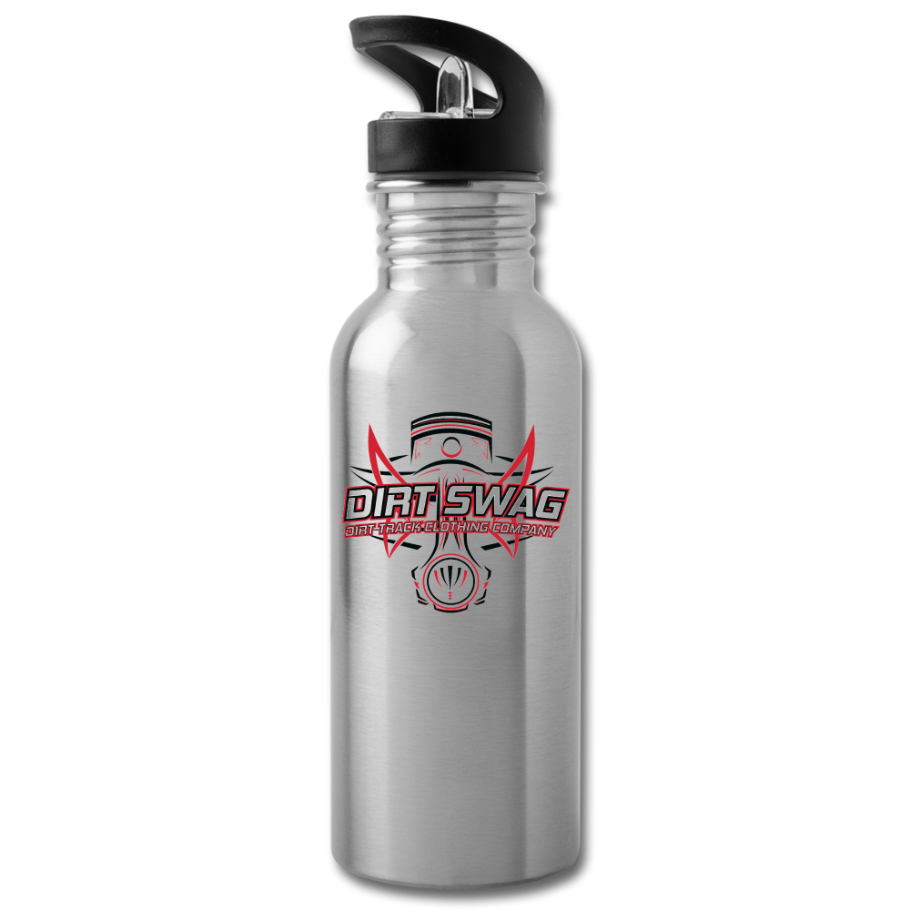 Dirt Swag Black Logo Water Bottle - silver