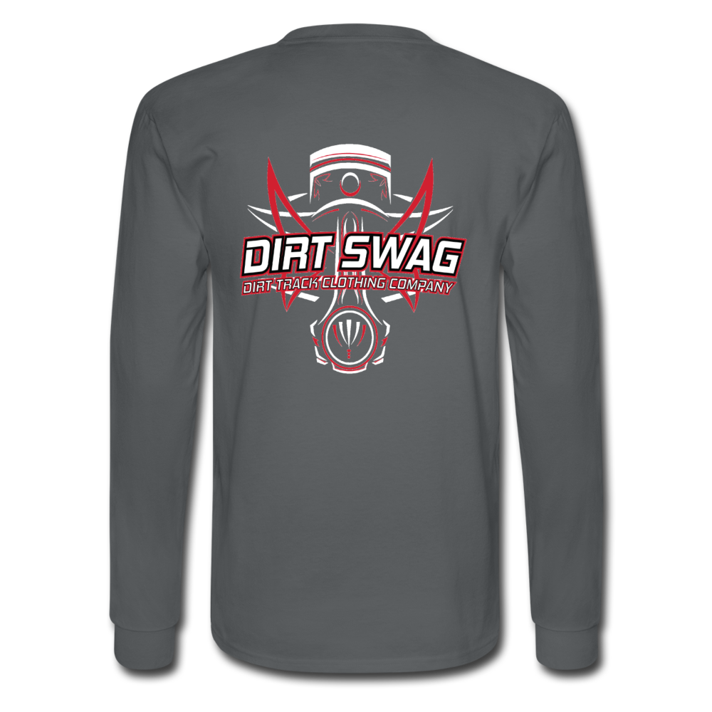 Dirt Swag Long Sleeve White Logo Tee - charcoal