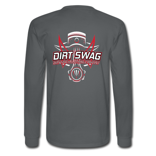 Dirt Swag Long Sleeve White Logo Tee - charcoal