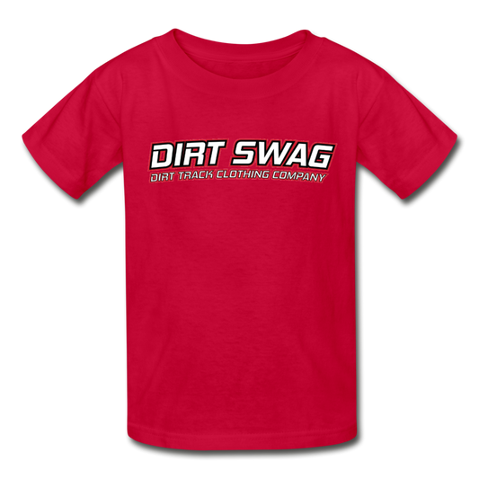 Youth Dirt Swag White Logo T-Shirt - red