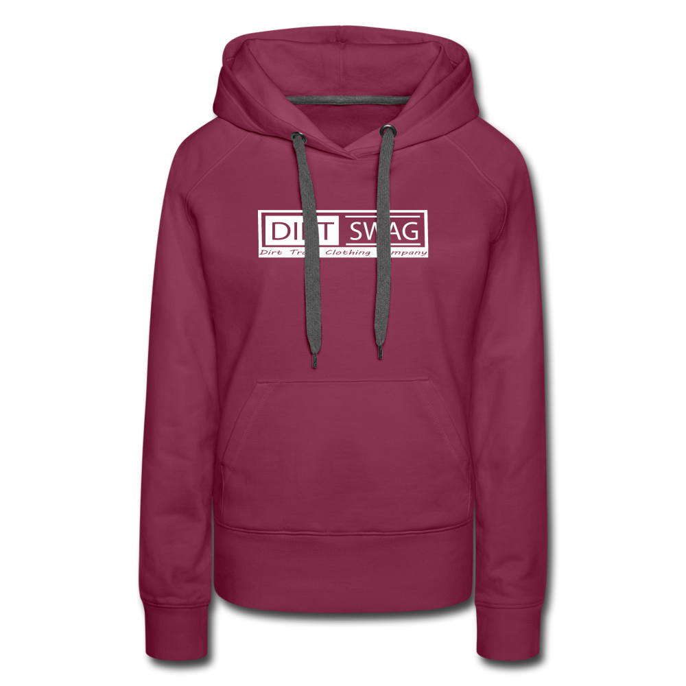 Women’s Premium White Logo Dirt Swag Hoodie - burgundy