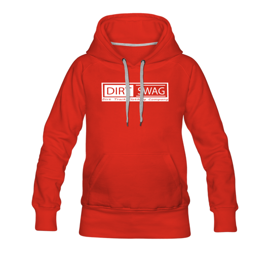 Women’s Premium White Logo Dirt Swag Hoodie - red