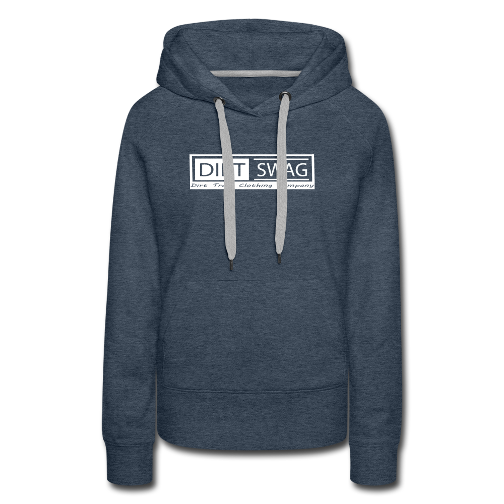 Women’s Premium White Logo Dirt Swag Hoodie - heather denim